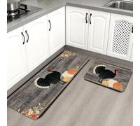 Turkey Lot de 2 tapis de cuisine doux pour sol, rustique, ferme, automne, rembourrés, confortables, lavables et antidérapants pour cuisine, éviers, buanderie, salle de bain