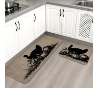 Turkey Lot de 2 tapis de cuisine doux pour sol, style rustique et ferme, rembourrés, lavabos et antidérapants pour cuisine, éviers, buanderie, salle de bain