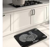 Turkey Tapis de cuisine pour sol, style rustique vintage, tableau noir, rembourré, confortable, lavable, antidérapant pour cuisine, évier, buanderie, salle de bain, 40,6 x 61 cm