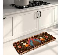 Turkey Tapis de cuisine pour sol, tapis doux et coloré, motif floral automnal, rembourré, lavable, antidérapant pour cuisine, évier, buanderie, salle de bain, 40,6 x 119,4 cm