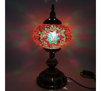 Turkish Mosaic Table Lamp Bohemian Night Lights Moroccan Decorative Desk Lamp Lantern with Handmade Mosaic Stained Glass Lampshade for Bedroom Bedside Living Room,A7