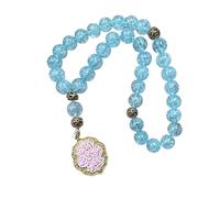 Turkish Prayer 33 Blue Beads Car Pendant with Hamsa Hand of Fatima - Islamic Rear View Mirror Hanging Ornament for Muslims