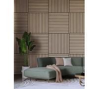 Turkish Zone Panneau acoustique 3D à lattes murales en bois naturel - Panneau en bois avec lattes insonorisantes du sol au plafond Finition panneau absorbant le bruit décoratif 10,86 m²