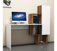 Turku bureau fonctionnel 6 rangements - bois et blanc