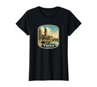 Turku, Finlande T-Shirt Graphique avec Valeur, Femme, Noir, S