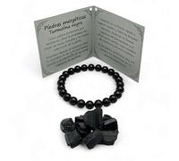 Turmalina® Bracelet TOURMALINE noire pierre naturelle perles de 8 mm Pierres précieuses énergétiques pour femme et homme Protection ondes électromagnétiques Repousse les mauvaises énergies, 19 cm