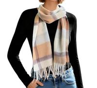 Turmaster Écharpe classique en tartan 100% laine - Écharpe d'hiver ultra douce et ultra chaude pour femmes et hommes, avec coffret cadeau,Camel