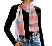 Turmaster Écharpe classique en tartan 100% laine - Écharpe d'hiver ultra douce et ultra chaude pour femmes et hommes, avec coffret cadeau,Rose