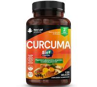 Turmeric 5-in-1 Complex - 5000mg Turmeric Capsules High Strength Enriched with Magnesium & Glucosamine Sulphate - Added Ginger Capsules + Black Pepper, 95% Curcumin Supplement - Vegan Supplement