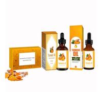 Turmeric Essential Oil For Face, Body Premium Essential Oil, Turmeric Savon, Set Hydratante Curcuma, Curcuma SéRum Correcteur Taches, Peau Ferme Et RepulpéE SéRums Pour Le Visage Au Curcuma (3MIX, m)