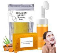 Turmeric Face Wash with Brush, Acid and Turmeric Soap, Turmeric Facial Cleanser, Turmeric Wash and Care 3 Piece Set for Face & Body (1Set)