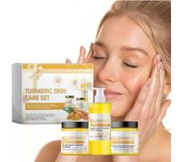 Turmeric Glow Combo Skincare Kit 3 en 1 pour soin de la peau, nettoyant pour le visage tourmeric Glow Scrub et crème brillante Turmeric pour spot foncé, exfoliant et hydratant la peau (3 pièces)