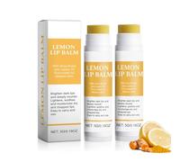 Turmeric Lemon Lip Balm, Baume à Lèvre hydratant au curcuma pour les lèvres sèches, éclaircissant pour les Lèvres foncées, gommage exfoliant pour les Lèvre pour adoucir et hydrater les lèvres (2pc)