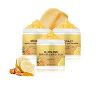 Turmeric & Lemon Lip Scrub, Gommage éclaircissant pour les lèvres foncées, exfoliant pour les lèvres au curcuma pour les lèvres sèches et gercées, hydrate et estompe les lignes des lèvres (3pc, 100g)