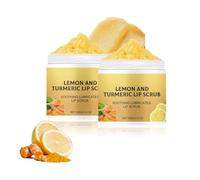 Turmeric & Lemon Lip Scrub, Gommage éclaircissant pour les lèvres foncées, exfoliant pour les lèvres au curcuma pour les lèvres sèches et gercées, hydrate et estompe les lignes des lèvres (2pc, 100g)