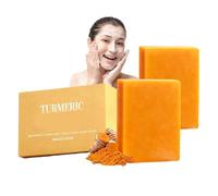Turmeric Soap | Savon Curcuma Visage et Corps | Savon Curcuma Visage |Skincare Coréenne Anti Tache Femme Homme | Savons Éclaircissant Peau Noir Rapide,Hydrater et Eclaircir le Teint (2PC)