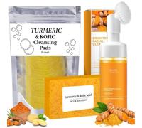 turmeric wash and care 3 piece set(Facial Wash, Cleansing Mousse & turmeric soap bar), Turmeric Cleansing Skincare Set for Face & Body