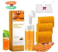 Turmeric Wash And Care Two Pieceset,Tuemeric Facial Cleanser & Turmeric Soap Combo,Turmeric Cleansing Mousse,Deep Cleansing Hydrating Facial Wash For All Skin Types