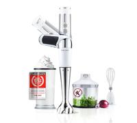 Turmix Mixeur plongeant sans fil CX 422 - Appareil cuisine inox 1800W avec bras amovible, hachoir, fouet et verre doseur - Multifonction rechargeable compact