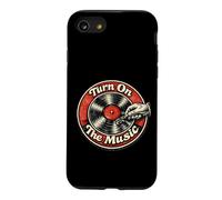 « Turn on The Music » Retro Vintage Vinyl Record Collector Fun Coque pour iPhone SE (2020) / 7/8