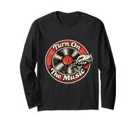 « Turn on The Music » Retro Vintage Vinyl Record Collector Fun Manche Longue