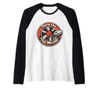 « Turn on The Music » Retro Vintage Vinyl Record Collector Fun Manche Raglan