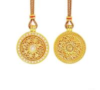 Turn The Eight Treasures Collier avec pendentif boussole pour femme - Collier en cuivre doré réglable de 41 à 50 cm de circonférence - Bijoux Feng Shui (02)