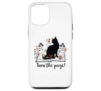 Turn The Page Books & Cats Black Cat Women Floral Book Lover Coque pour iPhone 12/12 Pro