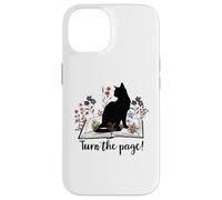 Turn The Page Books & Cats Black Cat Women Floral Book Lover Coque pour iPhone 14