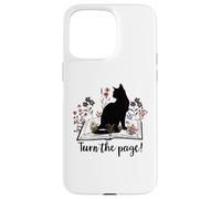 Turn The Page Books & Cats Black Cat Women Floral Book Lover Coque pour iPhone 15 Pro Max