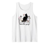 Turn The Page Books & Cats Black Cat Women Floral Book Lover Débardeur