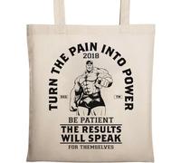 Turn The Pain Into Power Be Patient The Results Will Speak for Themselves Sac fourre-tout en coton écologique naturel Beige