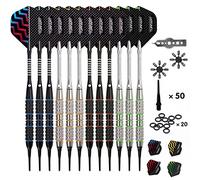 Turnart Flechette Pointe Plastique Fléchettes 12 pcs 18 Grammes avec 50 Pointe Flechette Plastique 20 Anneaux en Caoutchouc 24 Vol Flechettes pour Cible Electronique (12 Flechette Pointe Plastique)