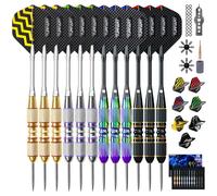 Turnart Fléchettes 12 PCS Flechettes Pointes Acier Professionnelles pour Cible 22/24 G Flechette Pointe Acier Contient 21 PCS Ailettes Et Autres Accessoires pour Flèches De Fléchette