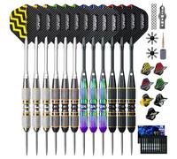 Turnart Fléchettes 12 PCS Flechettes Pointes Acier Professionnelles pour Cible 22/24 G Flechette Pointe Acier Contient 21 PCS Ailettes Et Autres Accessoires pour Flèches De Fléchette