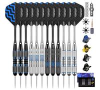 Turnart Fléchettes 12 PCS Flechettes Pointes Acier Professionnelles pour Cible 22/24 G Flechette Pointe Acier Contient 21 PCS Ailettes Et Autres Accessoires pour Flèches De Fléchette