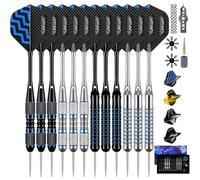 Turnart Fléchettes 12 PCS Flechettes Pointes Acier Professionnelles pour Cible 22/24 G Flechette Pointe Acier Contient 21 PCS Ailettes Et Autres Accessoires pour Flèches De Fléchette