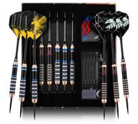 Turnart Fléchettes Pointe Acier, Jeu de fléchettes en Laiton pour Jeu de fléchettes en soies, 3 pièces de 20 grammes et 3 pièces de 22 grammes avec 21 Vols supplémentaires