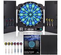 Turnart Jeu de Fléchette Électronique Lumineux - Cible avec 6 Fléchettes en Plastique et 500 Jeux de Cibles Variations (Cible et Armoire)