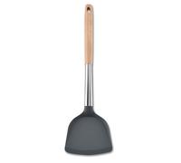 Turner de cuisson en acier inoxydable avec poignée en bois | Ustensile de cuisine sans bâton et à la chaleur | Pour retourner les œufs/crêpes/hamburgers | Spatule ergonomique