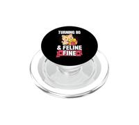 Turning 80 and Feline Fine Jeu de Mots pour fête d'anniversaire sur Le thème des Chats PopSockets PopGrip pour MagSafe
