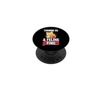 Turning 85 and Feline Fine Jeu de Mots pour fête d'anniversaire sur Le thème des Chats PopSockets PopGrip Adhésif
