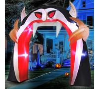 TURNMEON Arche gonflable géante d'Halloween de 2,4 m - Décoration d'extérieur avec lumière LED intégrée - Décoration d'Halloween et de cour pour l'extérieur de la pelouse - Décorations de fête