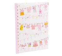 Turnowsky Journal de bébé Album photo pour bébé - Motifs uniques et de haute qualité (corde à linge rose bébé fille et journal de bébé)