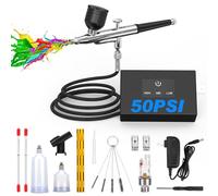 TURNRISE Aerographe Kit Complet Airbrush Set: 50 PSI Double Action Aérographe 3 Modes Aerographe avec Buse de 0,2/0,3/0,5 mm et Kit de Nettoyage pour Ongle Aérographe Modelisme Colorant Alimentaire