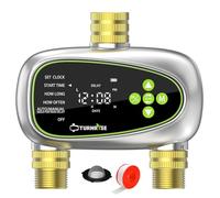 Turnrise Programmateur Arrosage Automatique 2 Voies avec Entrée et Sortie en Laiton, Retard de Pluie et Commande Manuelle