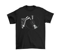 Turntable DJ - Unisex Fit Organic Cotton T-Shirt Mens Or Womens Music Instrument Festival Band (X-Large, Black)