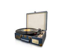 Turntable Rétro haut-parleur Bluetooth Haut-parleurs stéréo Soutien 1pc Portable Bleu