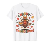 Turquie Boire de la Glace Café Thanksgiving Bow Femmes Turquie Day T-Shirt