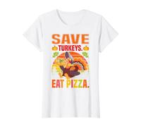 Turquie Funny Thanksgiving Save Turkey Eat Pizza Italian T-Shirt Graphique avec Valeur